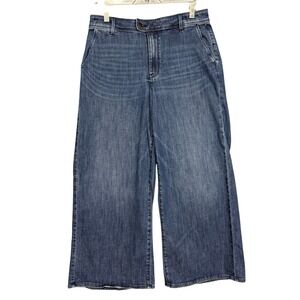 NYDJ Jeans Womens 6 Blue Mona Wide Leg Ibiza Blue Lightweight High Rise Stretch